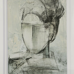 Close-up of Bellie wall art, abstract face sketch in muted tones with detailed lines.