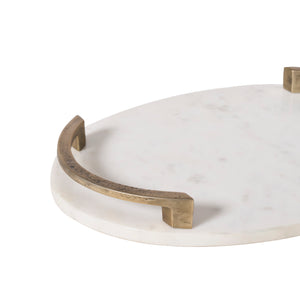 Bianca vase showcasing a close-up of the white marble and bronze handle detail.