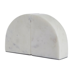 Carvella Bookends in Banswara Marble, showcasing a smooth white finish with subtle veining.