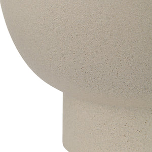 Lamoureux Vase by Renwil, detailed view of the beige ceramic vase's rounded bottom.