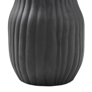 Nocera Vase by Renwil, close-up of the ribbed texture on the black ceramic vase