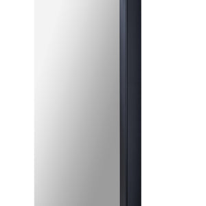 Waren Wall Mirror with a sleek black frame and a reflective surface, shown from a side angle.