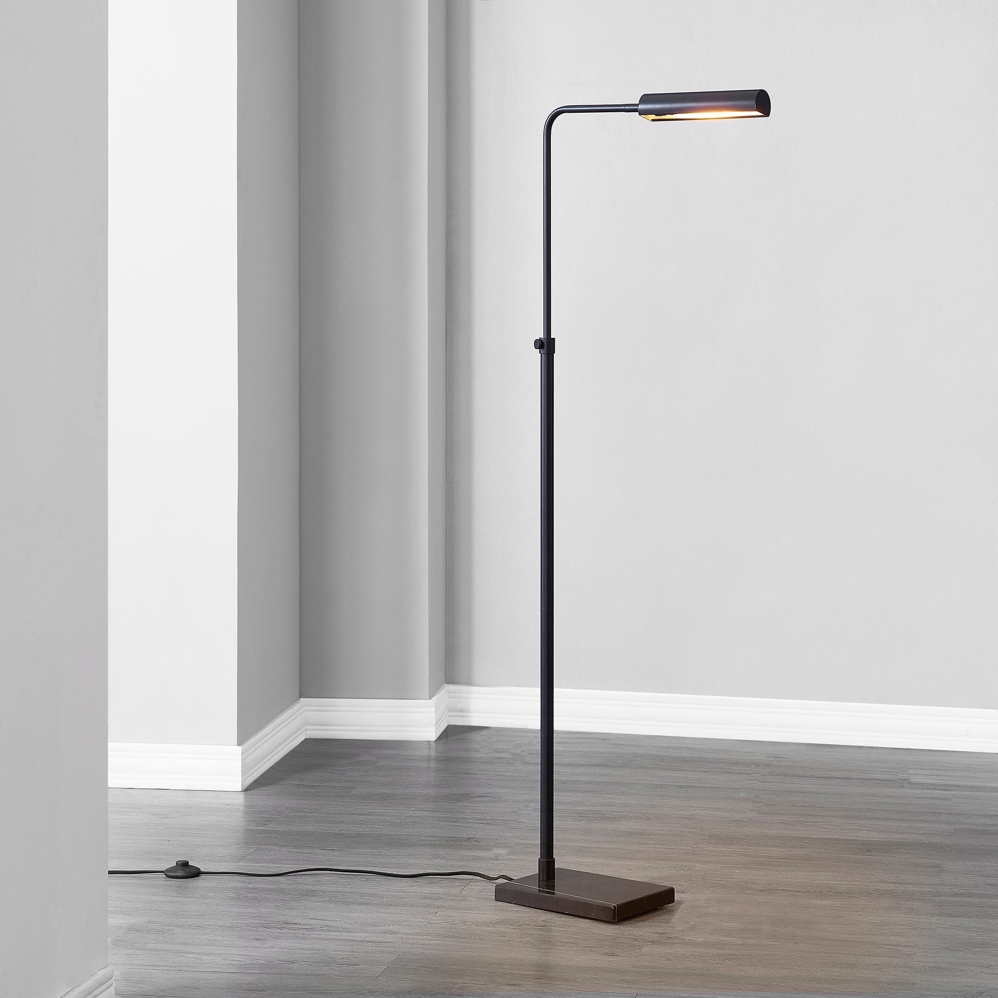 Fadia Floor Lamp in a stylish setting, showcasing its black finish and elegant design.