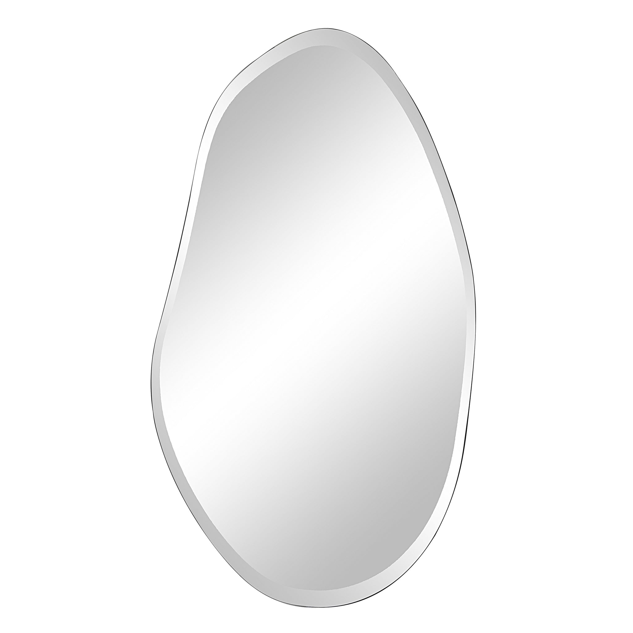 Anogia mirror by Renwil, organic shape, silver frame, reflective surface, minimalist design.