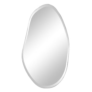 Anogia mirror by Renwil, organic shape, silver frame, reflective surface, minimalist design.