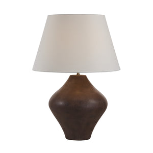 Pontia Table Lamp featuring a brown base and white shade, front view