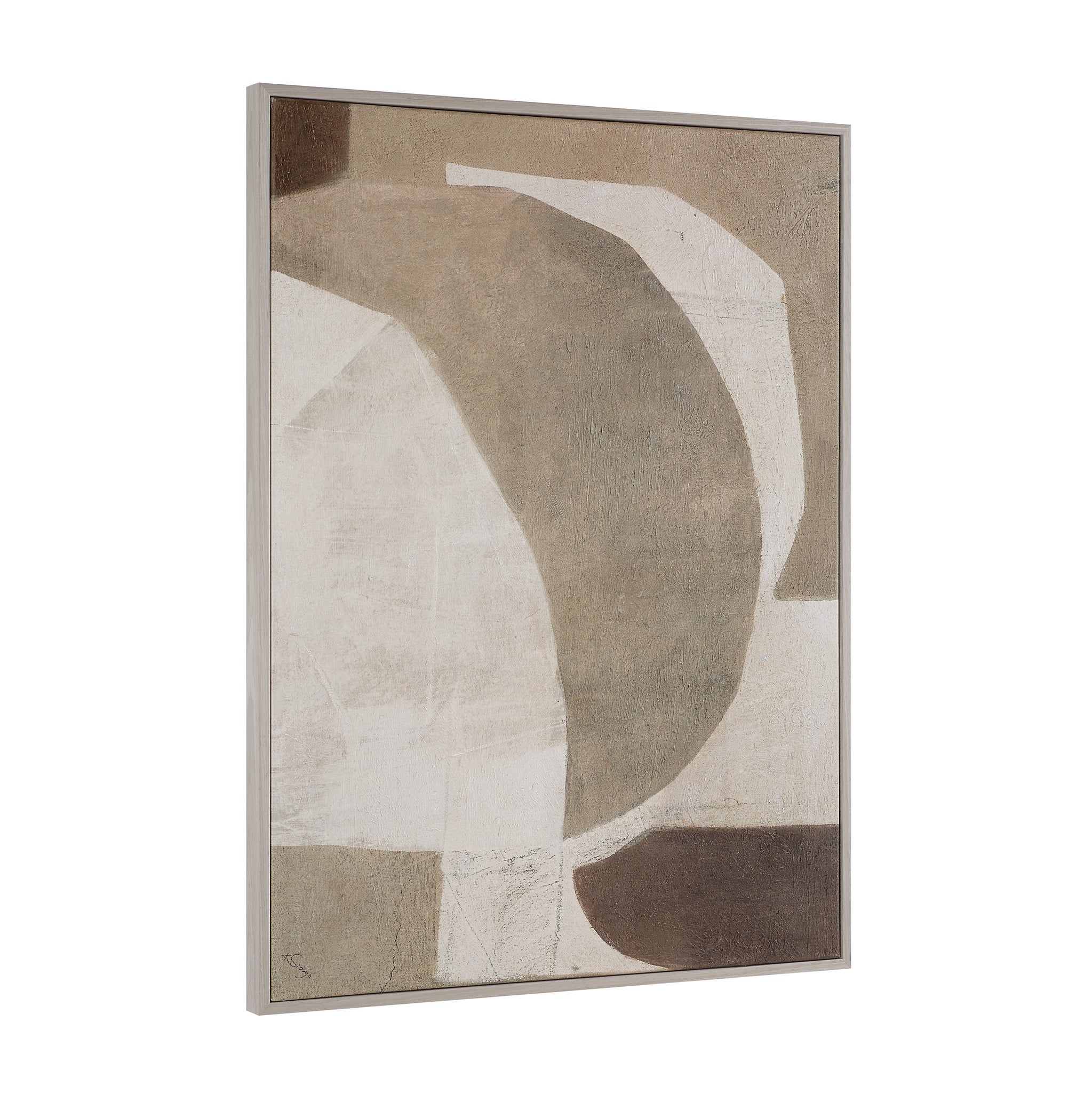 Alcea Canvas Art displayed vertically, featuring abstract shapes in muted tones.