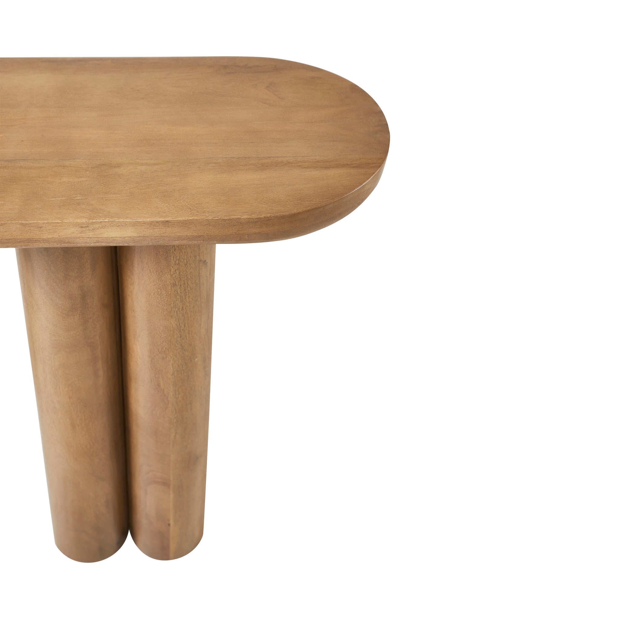 Top view of Ramona Console Table highlighting its rounded edges and cylindrical legs