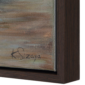 Close-up of Westside canvas art showing signature 'K. Sizaya' on textured surface.