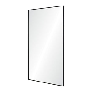 Amara Wall Mirror angled view showcasing the black frame and clear reflection.