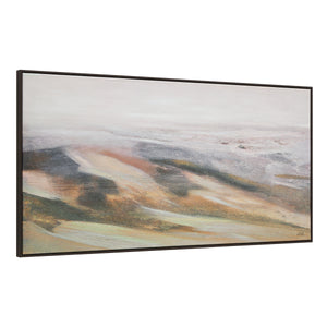Cresta canvas art showcasing an abstract landscape in muted colors, viewed from a slight angle.