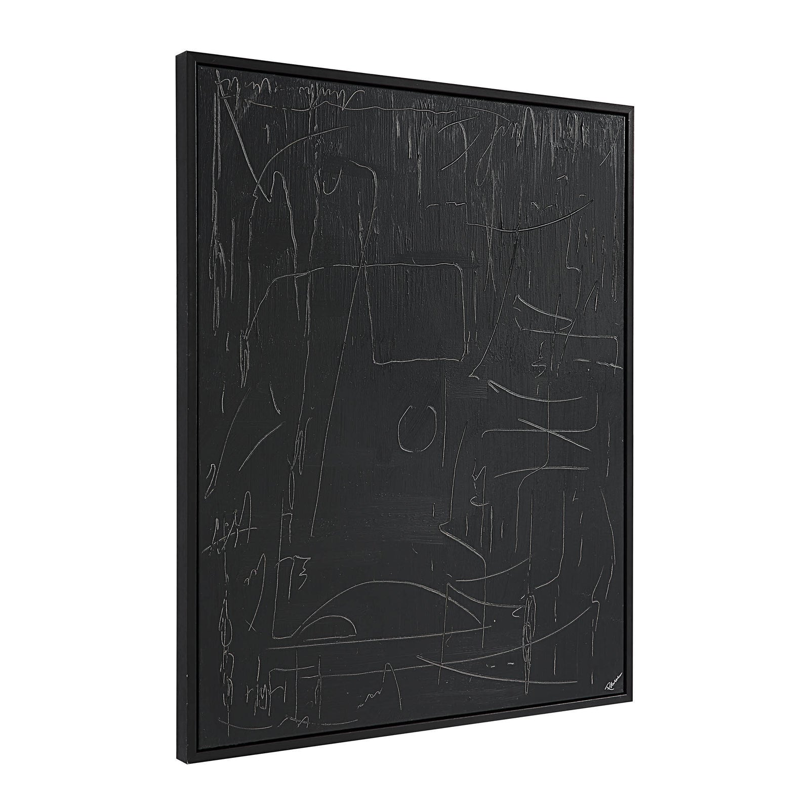 Haiku Canvas Art by Renwil featuring abstract white lines on a black background