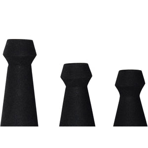 Granfeld Vase by Renwil in black, three geometric vases with a matte finish.