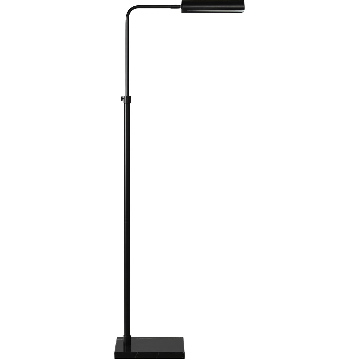 Fadia Floor Lamp in black, sleek design with a straight arm and cylindrical shade.
