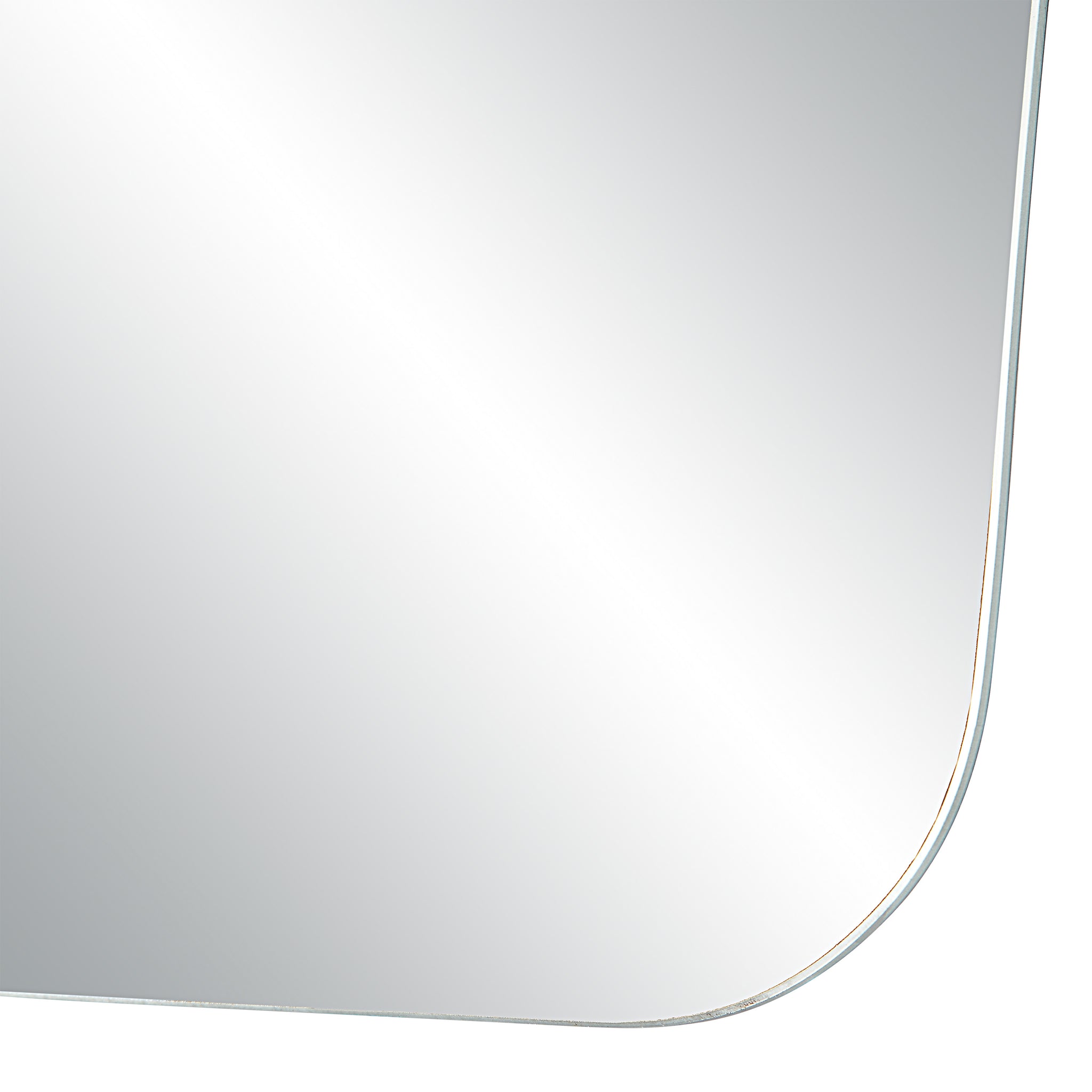 Selene Wall Mirror showcasing a close-up of its rounded corner and reflective surface.