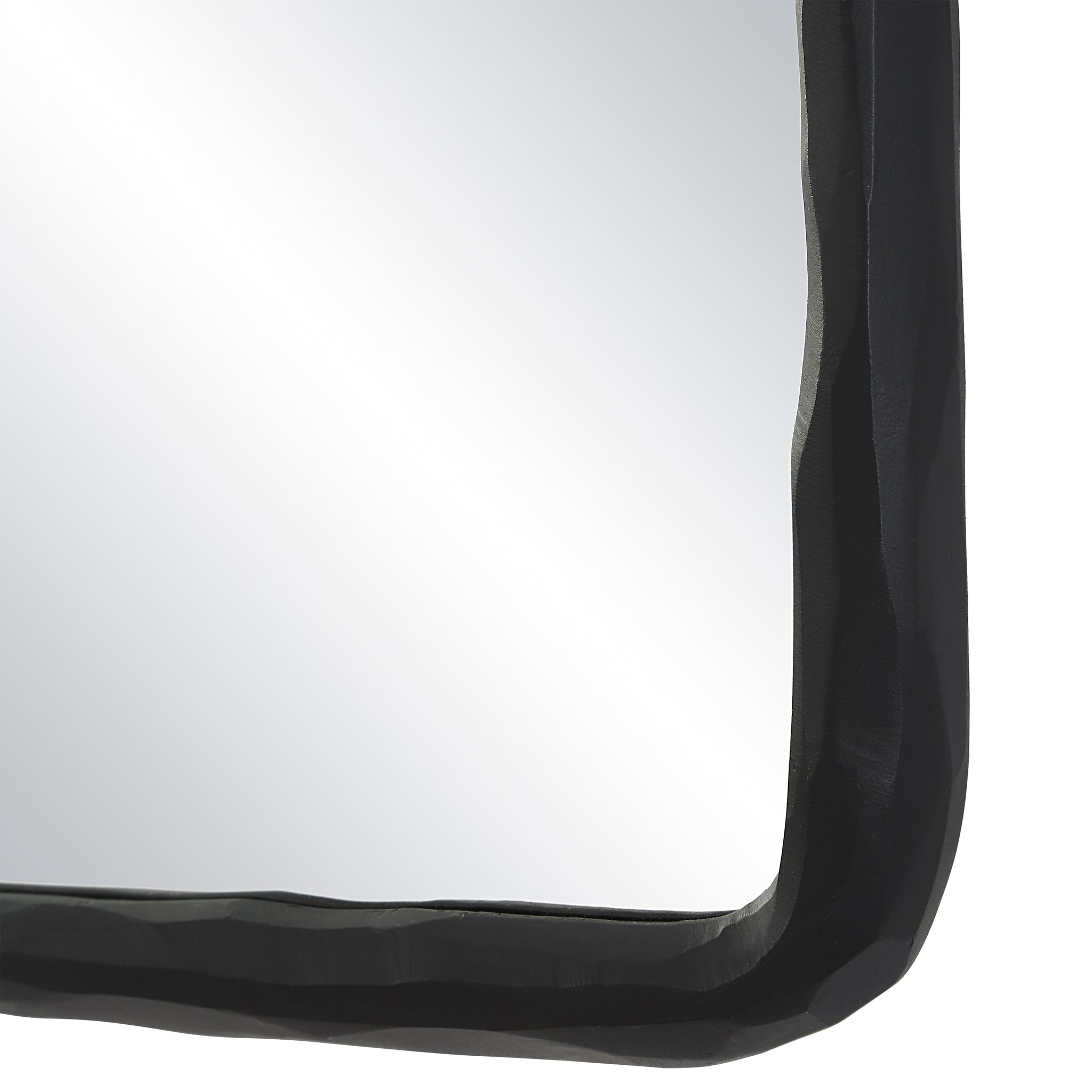 Close-up of Jorah Wall Mirror highlighting the textured black frame.