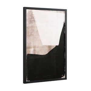 Watson wall decor showing an angled perspective of abstract black and beige artwork in a black frame