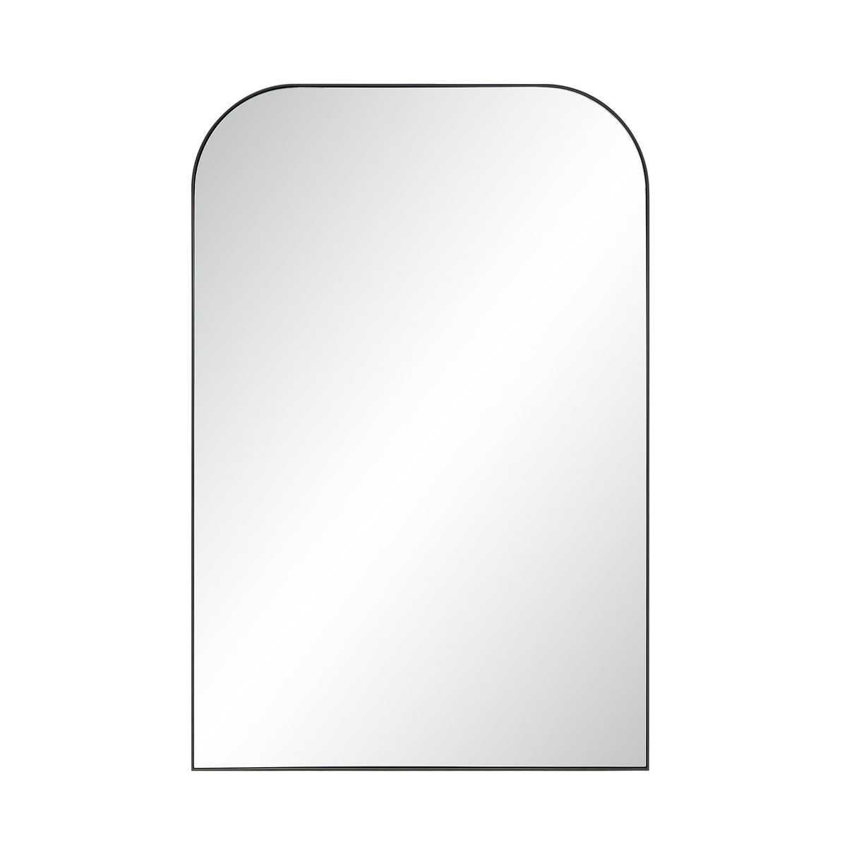 Opalina mirror with rounded top, clear reflective surface, and black outline.