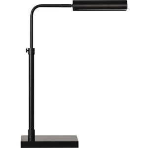 Fabolia Table Lamp in black, featuring a sleek arm and cylindrical shade.