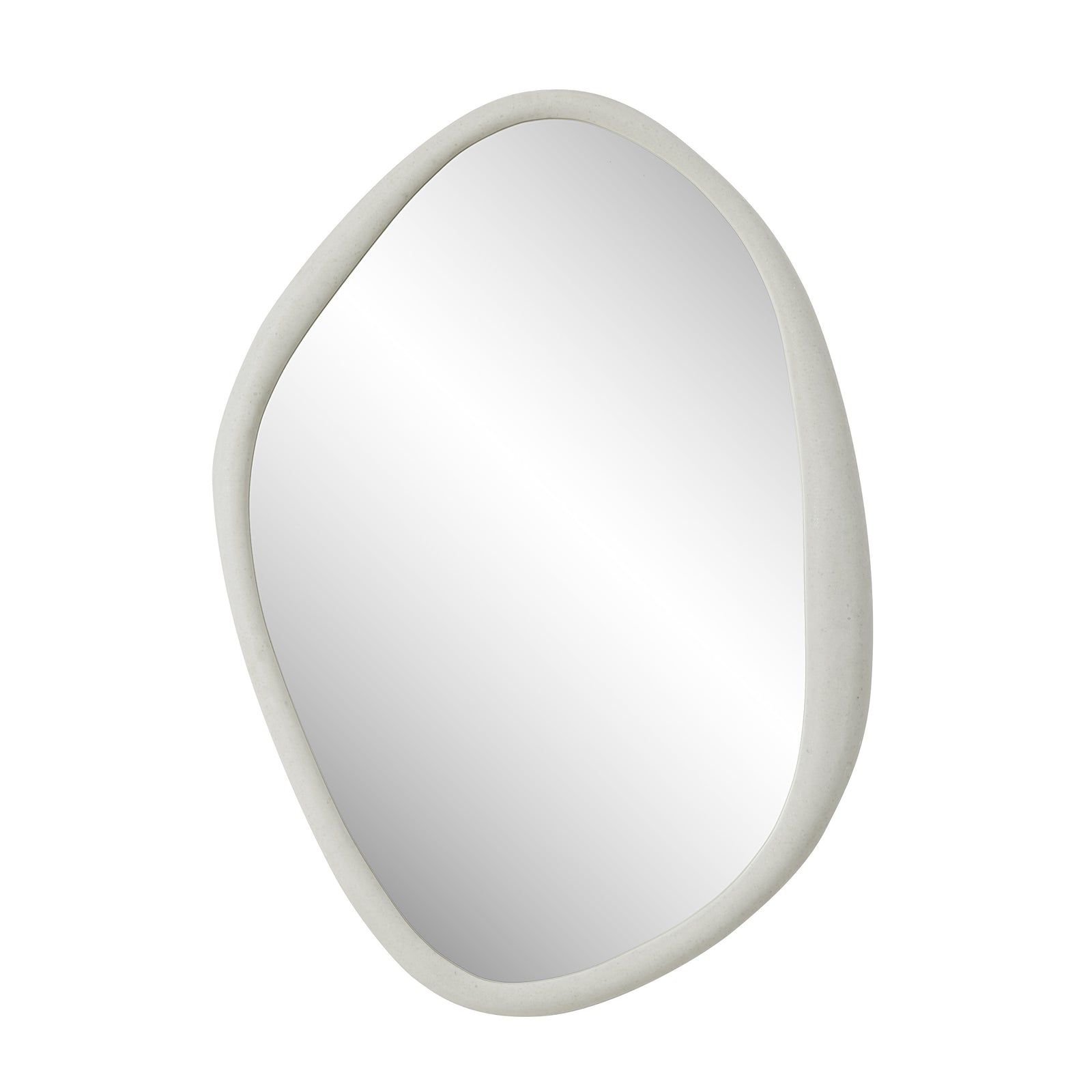 Folignio mirror with an organic shape and a smooth white frame