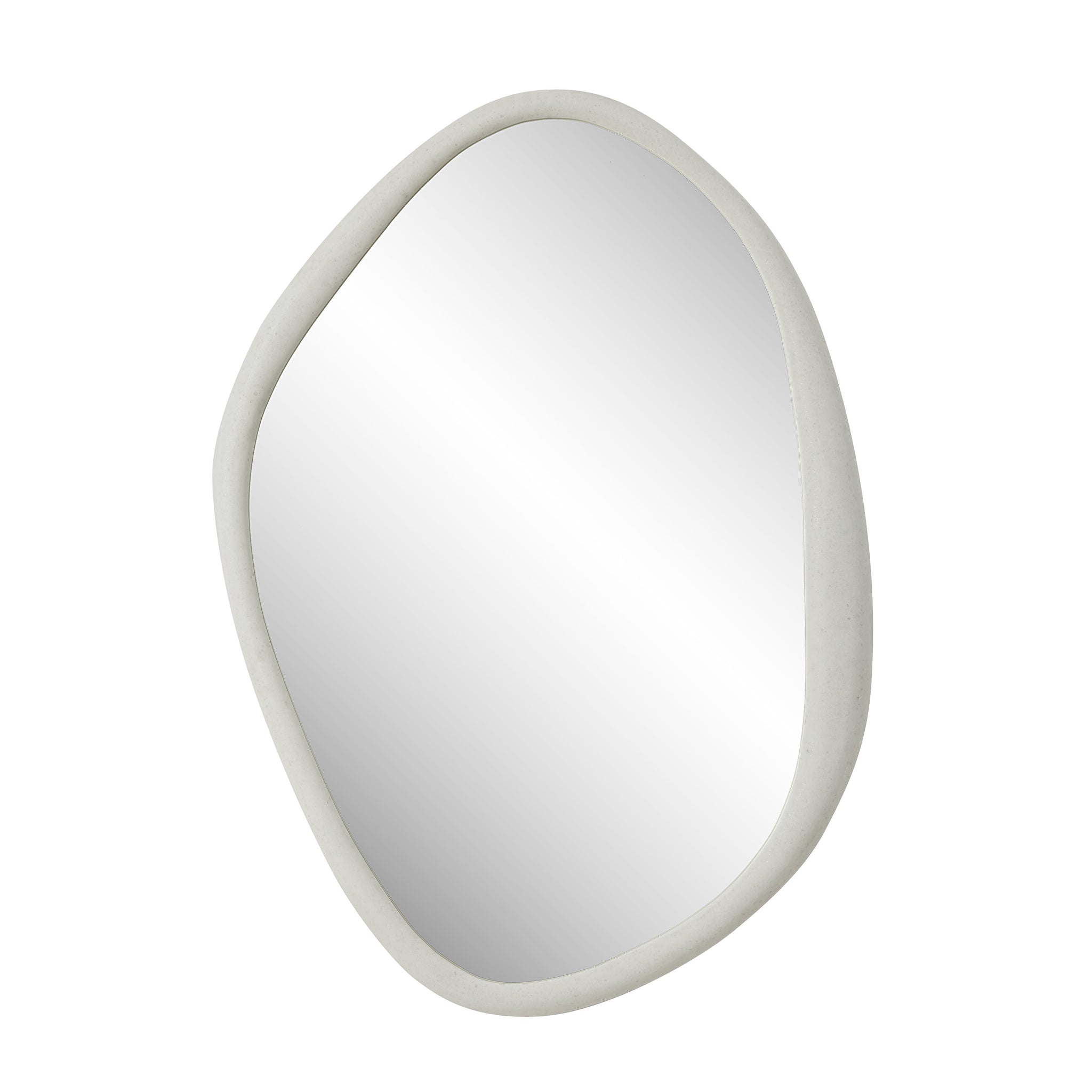 Folignio mirror with an organic shape and a smooth white frame