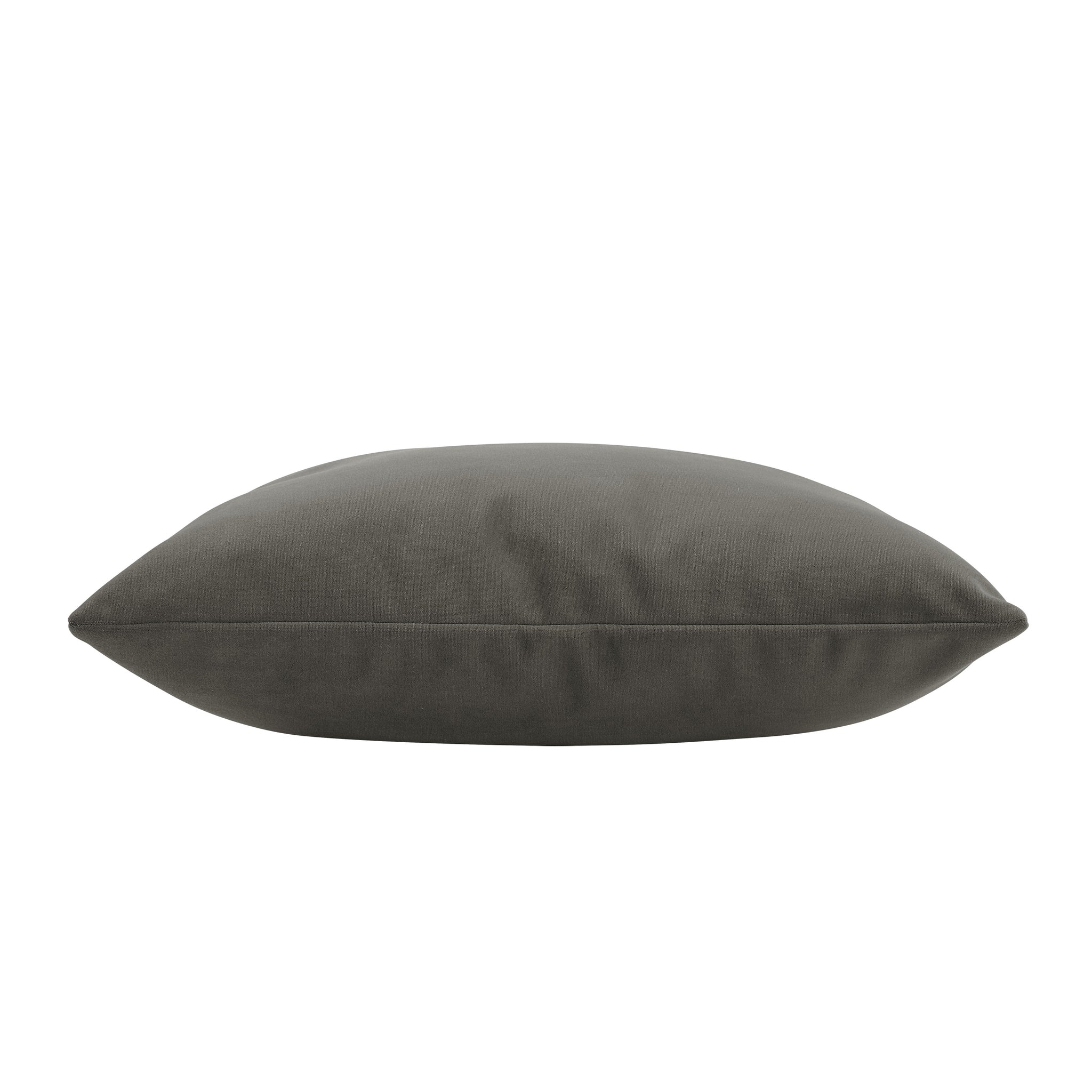 Antwerp Indoor Pillow in dark gray, side view, slightly flattened.