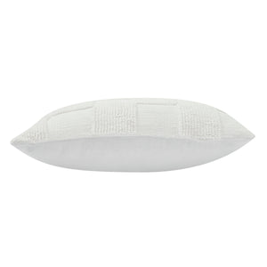 Side view of Terrah Indoor Pillow in white with textured pattern