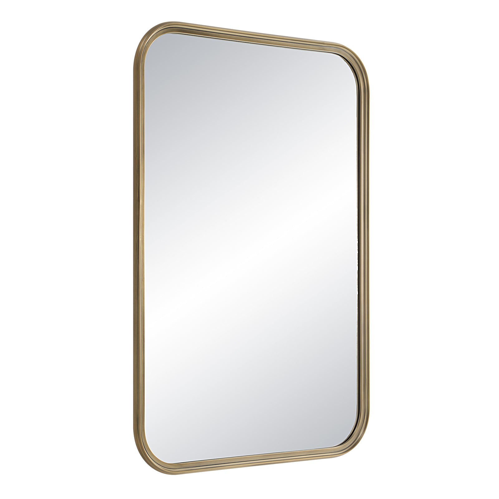 Jyn mirror by Renwil, rectangular shape with a gold metal frame and clear reflective surface.