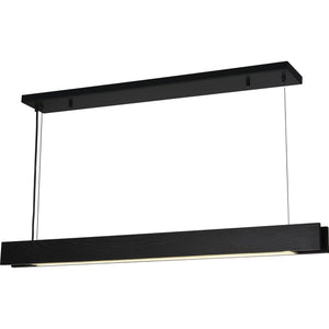 Taya Ceiling Fixture by Renwil, linear black wood design, angled view