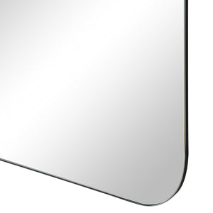 Chania mirror by Renwil, close-up of rounded edge, reflective surface