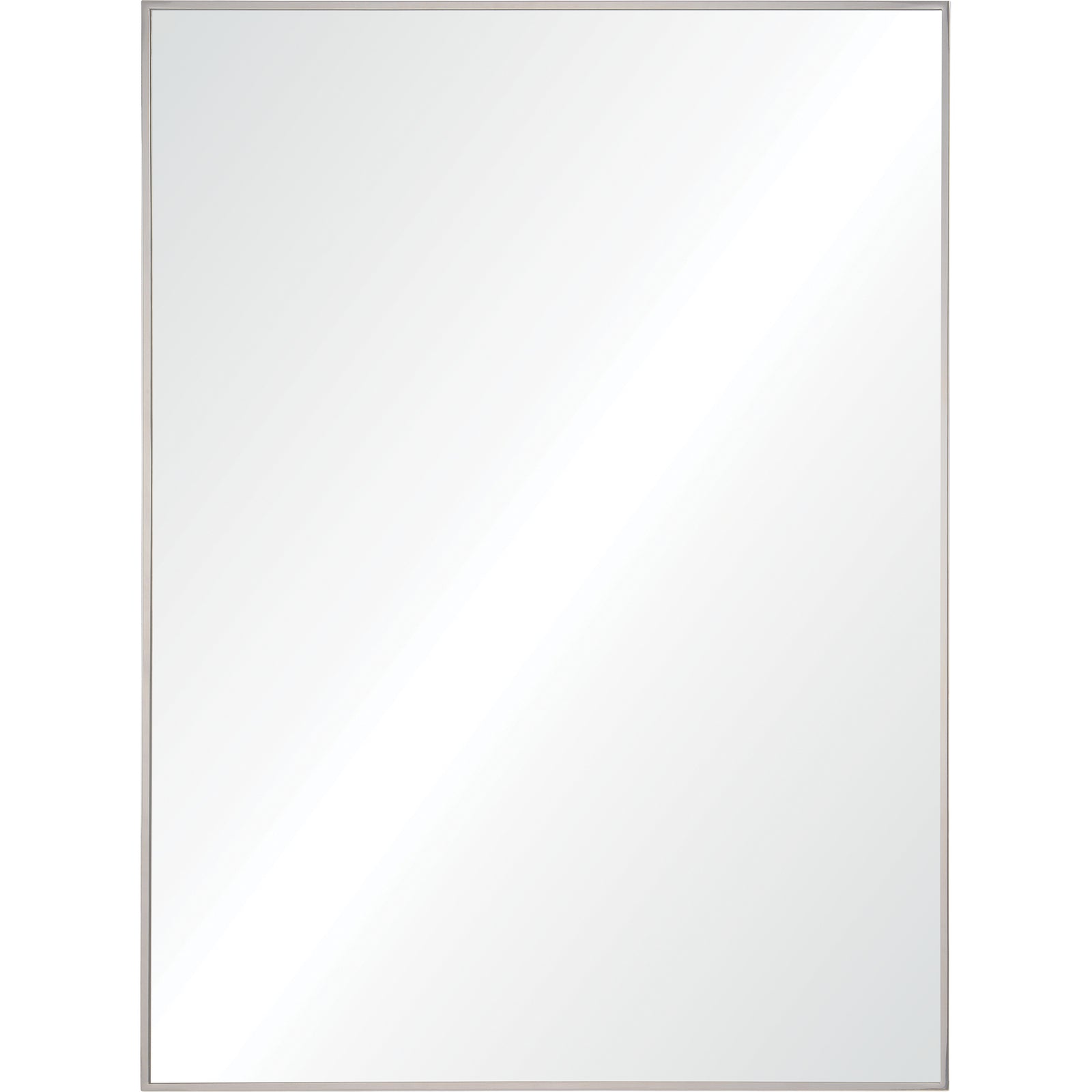 Carmelle Wall Mirror with a sleek silver frame, reflecting light in a minimalist design.