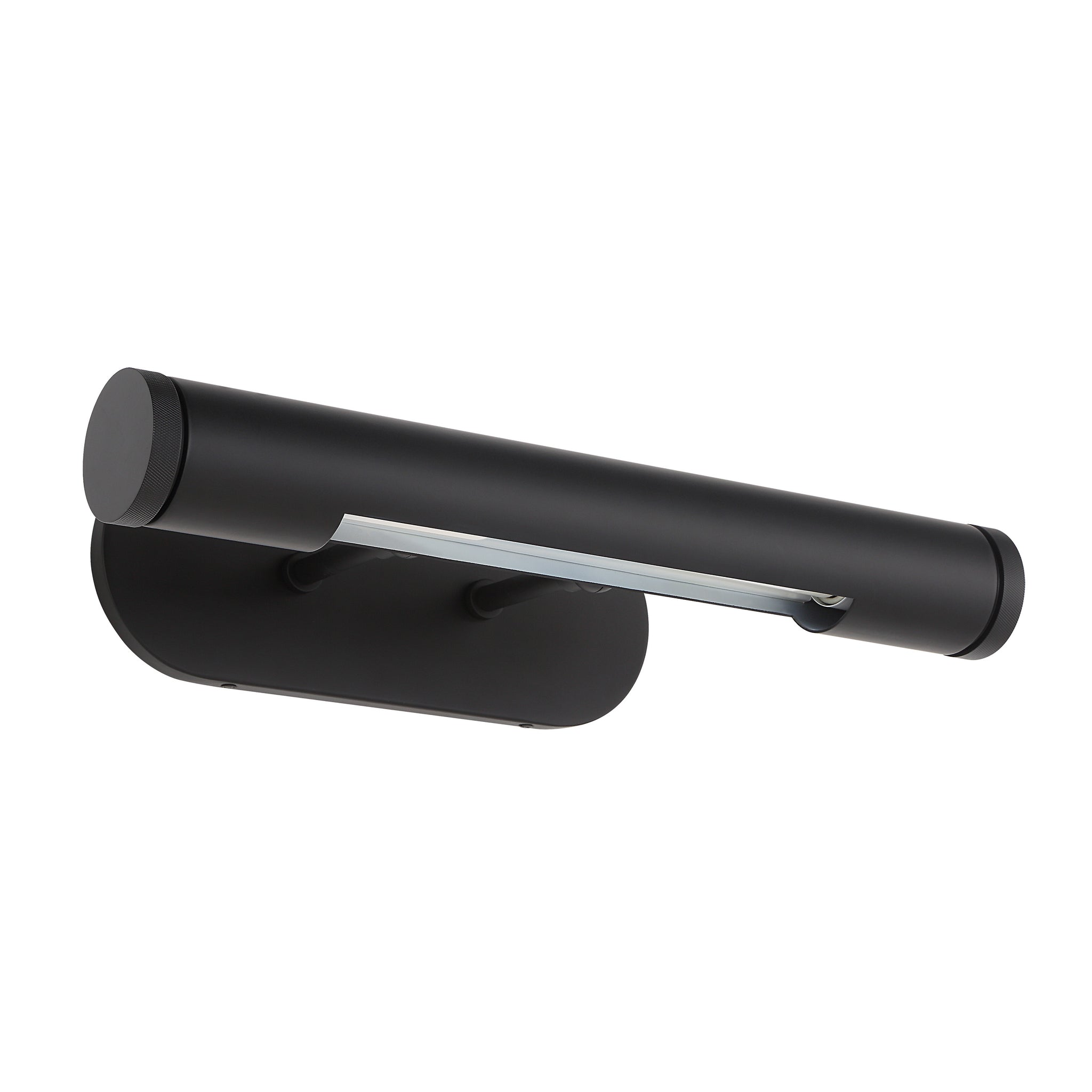 Oleandro Wall Sconce in black with a straight design and a chrome strip along the front.