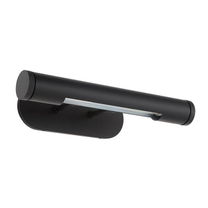 Oleandro Wall Sconce in black with a straight design and a chrome strip along the front.