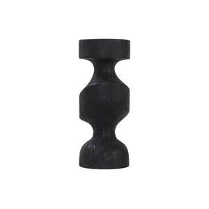 Severn by Renwil black wooden candle holder with a unique sculptural design.