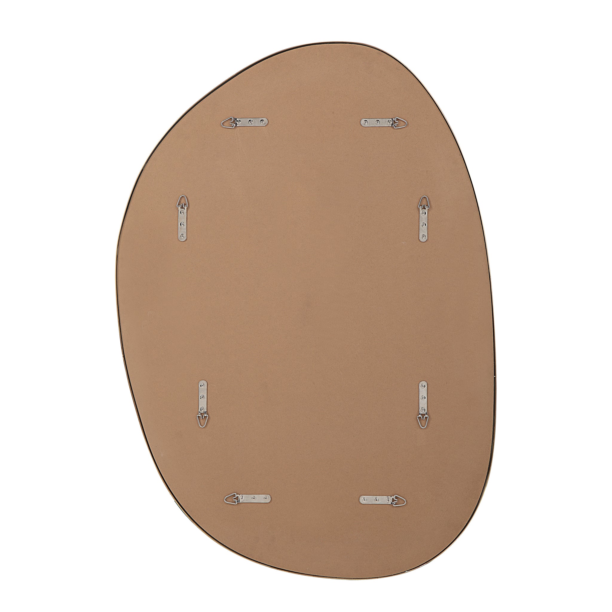 Jyn mirror back view with metal hooks and a smooth brown surface