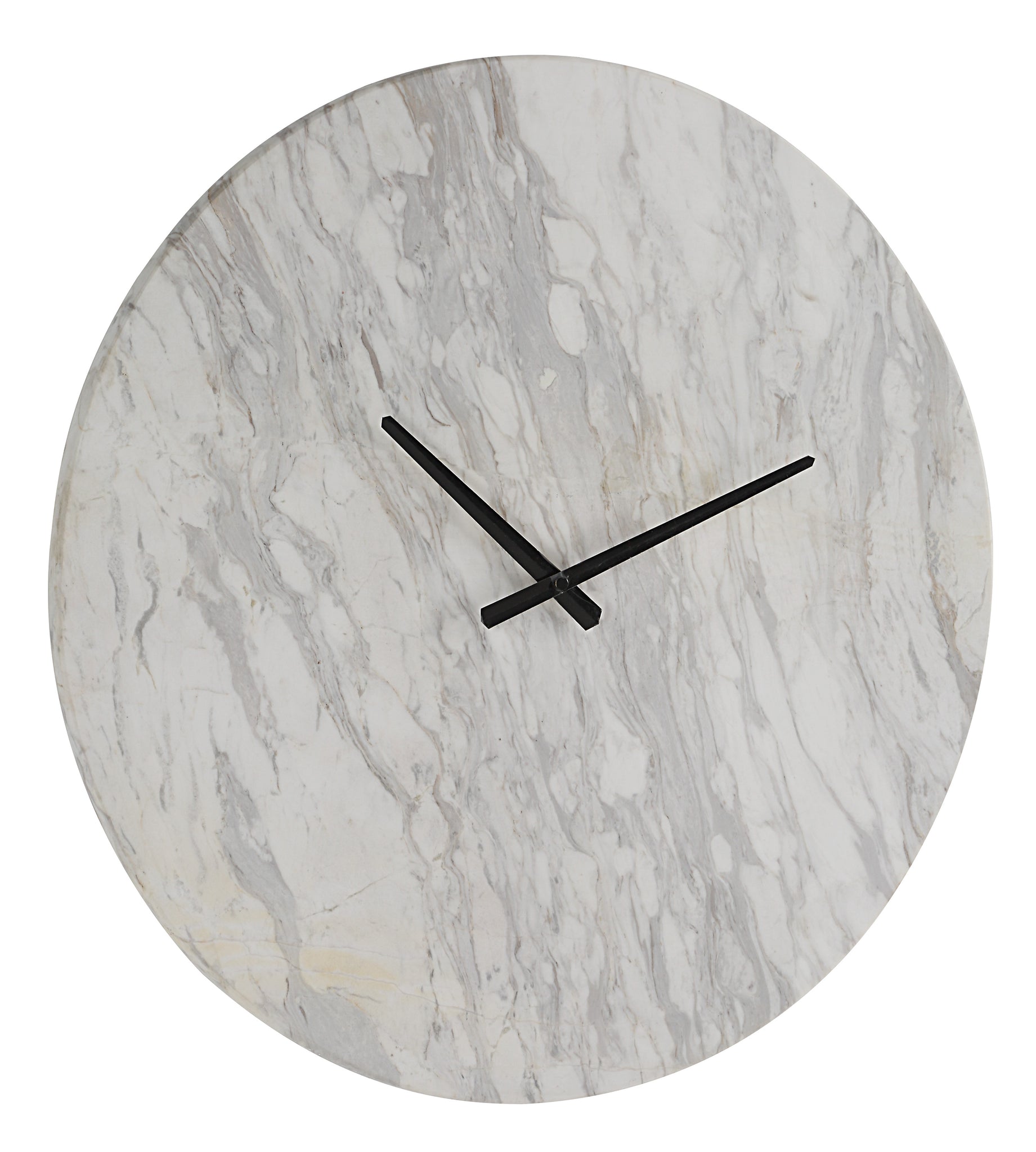 Dayton clock featuring a round marble design with black clock hands