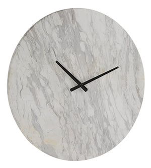 Dayton clock featuring a round marble design with black clock hands