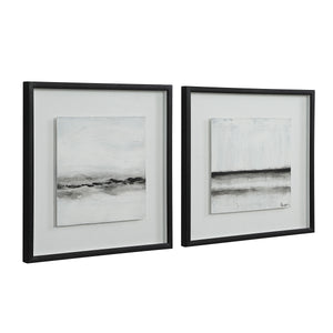Tangelo wall art by Renwil showcasing two abstract paintings in black frames.
