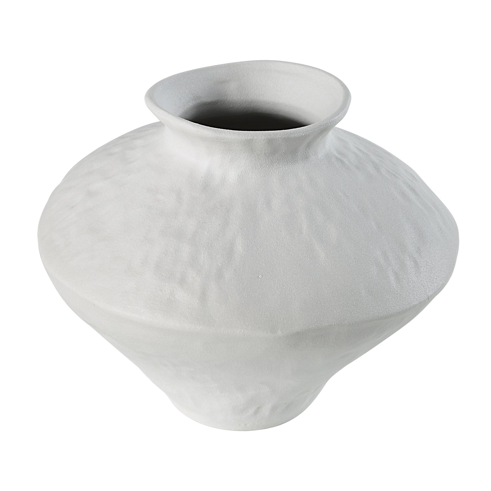 Mills Vase by Renwil, white ceramic vase with a textured surface and flared neck.