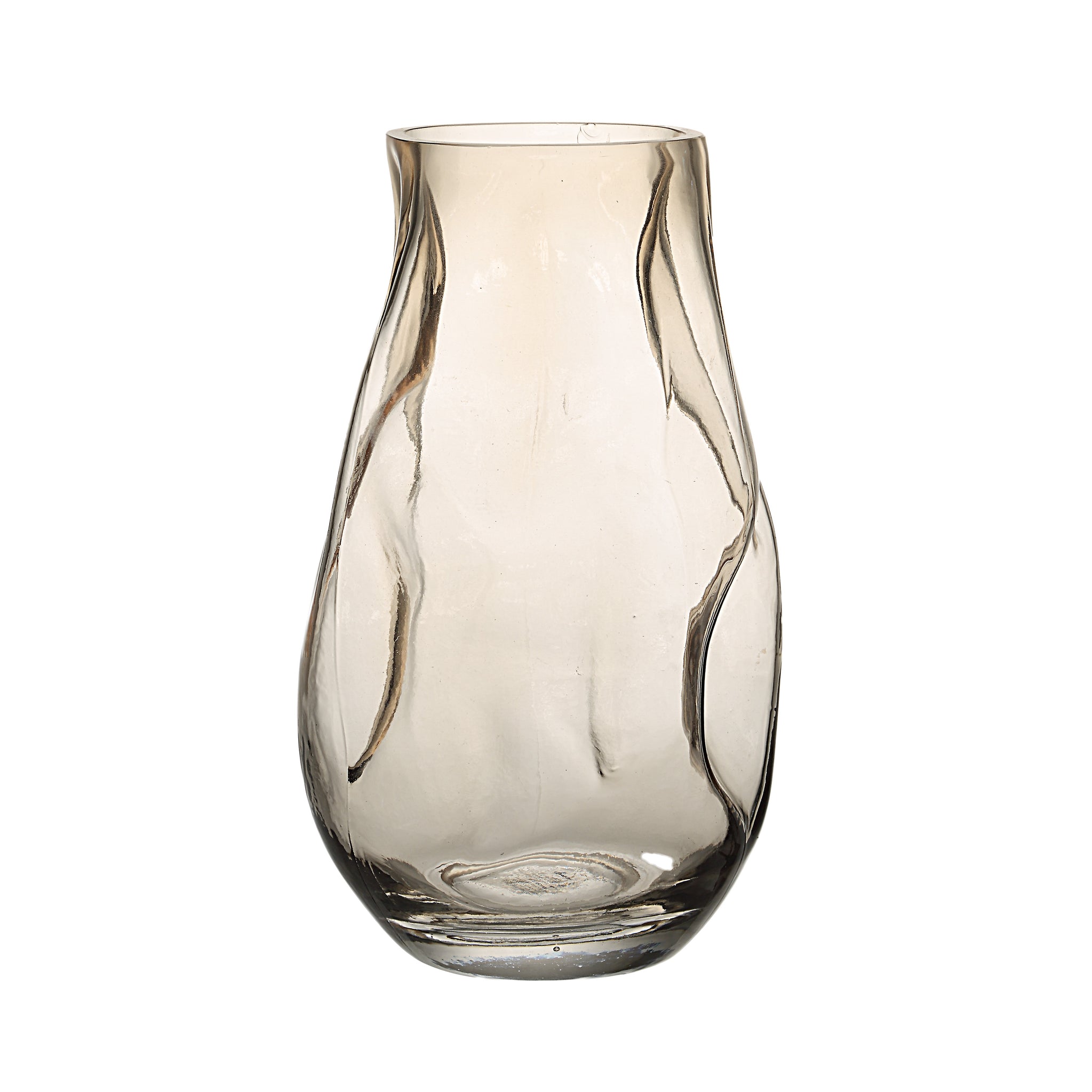 Tawny Glass Vase by Renwil, tapered shape, textured surface, translucent tawny color.