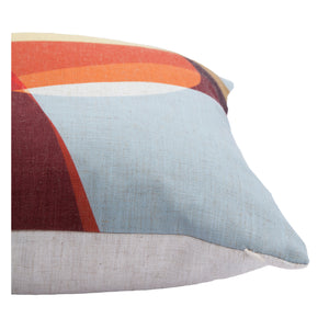 Lamego indoor pillow side view showcasing textured fabric and colorful abstract design
