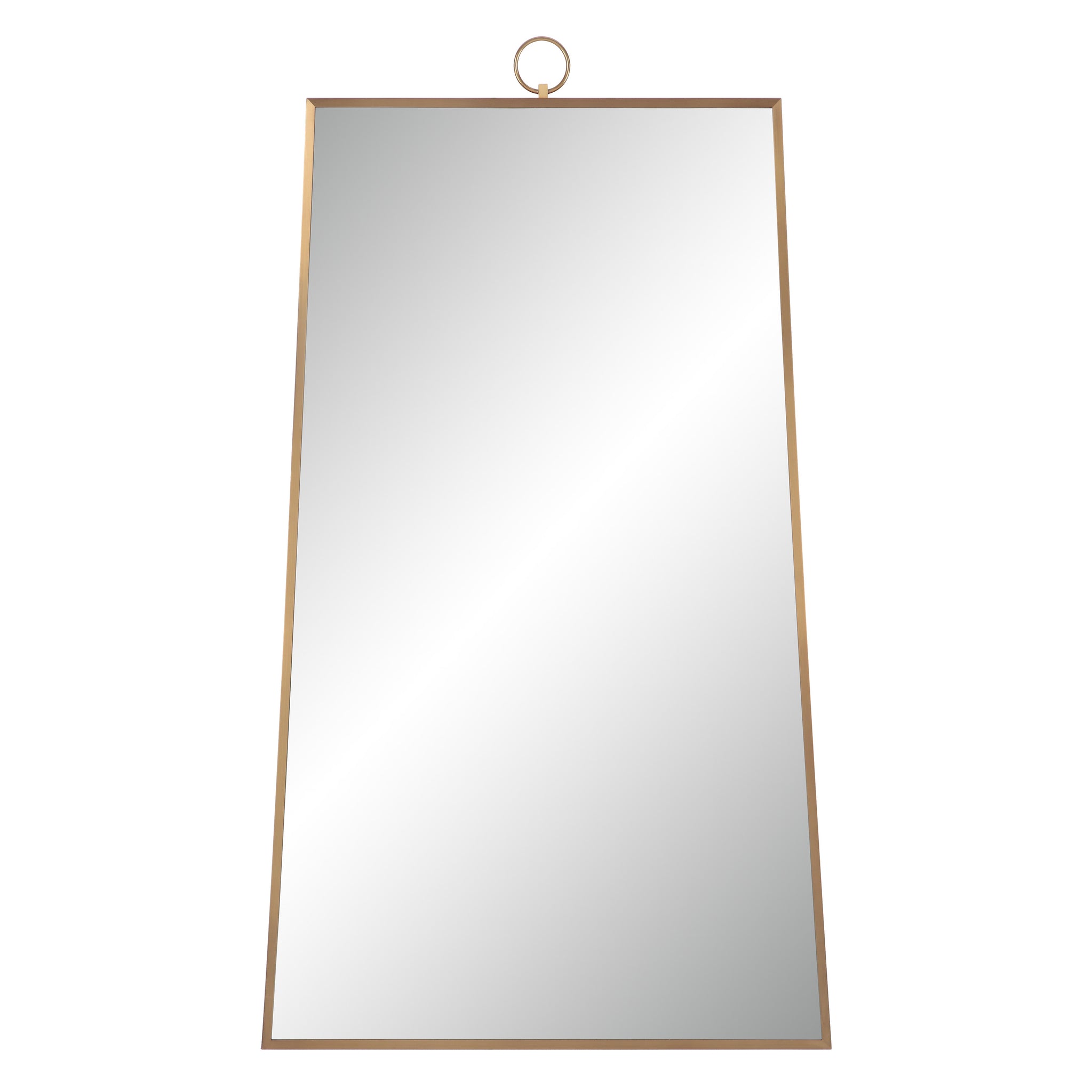 Ariadne Wall Mirror with a gold metal frame, featuring a loop for hanging, front view.