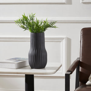 Nocera Vase by Renwil, black vase with greenery on a marble table in a stylish setting