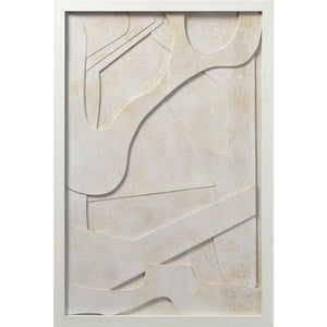 Pathfinder wall art showcasing layered white forms with a subtle gold texture and a modern design.