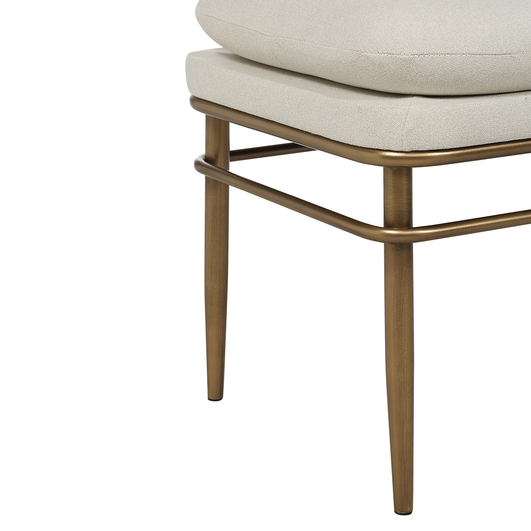 Paredes 18.0" Height Bench with beige cushion and gold metal frame