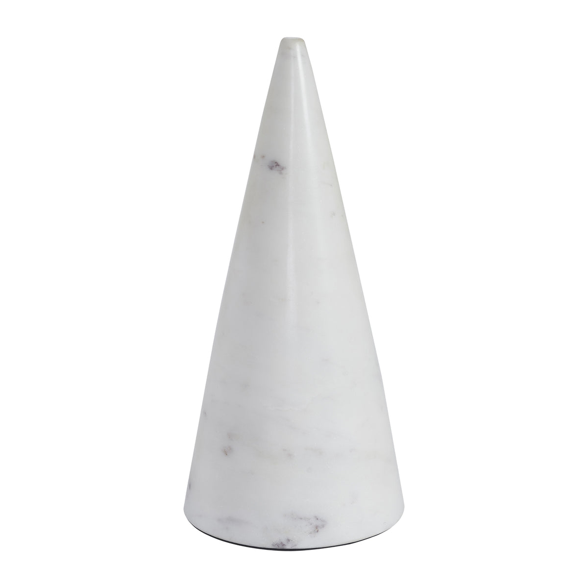 Silica statue by Renwil, white marble cone shape with smooth surface.
