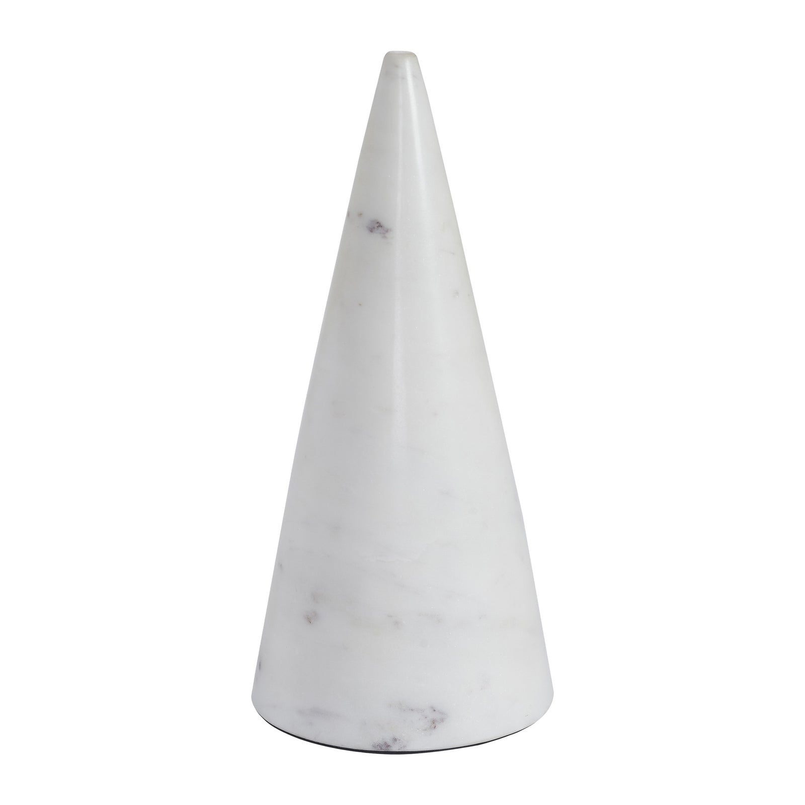 Silica statue by Renwil, white marble cone shape with smooth surface.