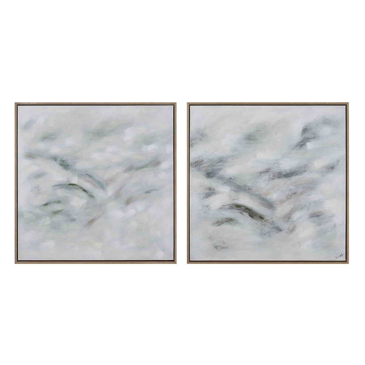 Becks canvas art by Renwil featuring abstract light gray and white patterns in two panels