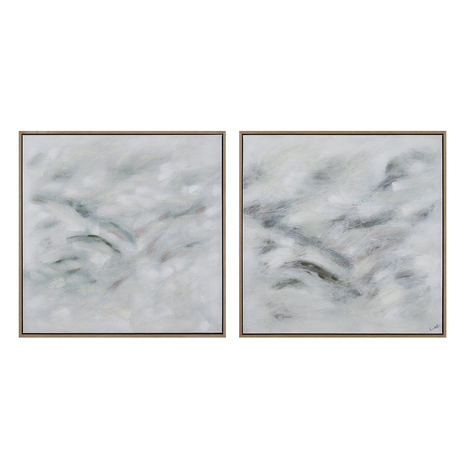 Becks canvas art by Renwil featuring abstract light gray and white patterns in two panels