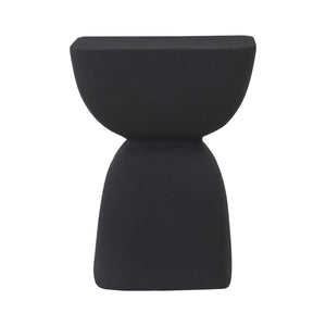 Frans Outdoor Side Table in black, featuring a rounded top and hourglass shape.